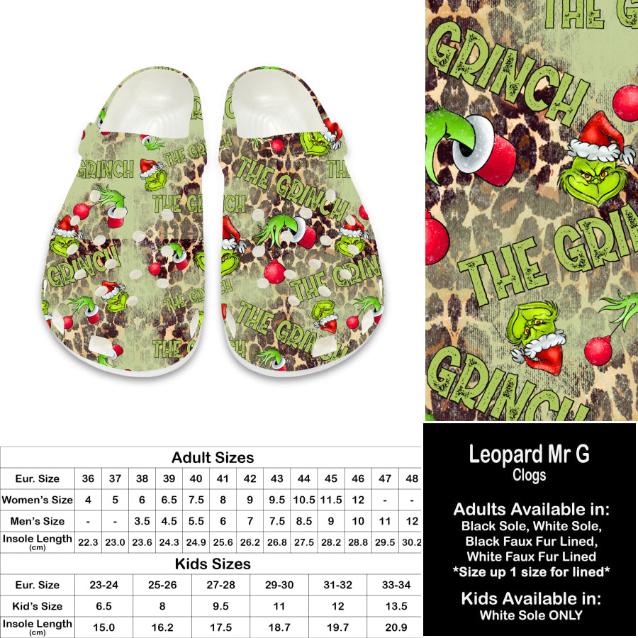 PREORDER Custom Clogs - Leopard Mr G - Closes 21 Sep - ETA late Dec 2024 Clogs