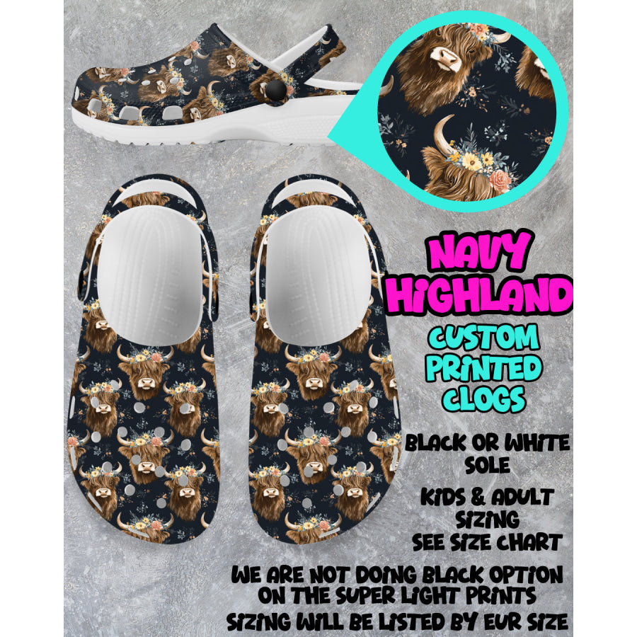 PREORDER Custom Clogs - Navy Highland - Closes 6 Mar - ETA mid Jun 2025 Clogs