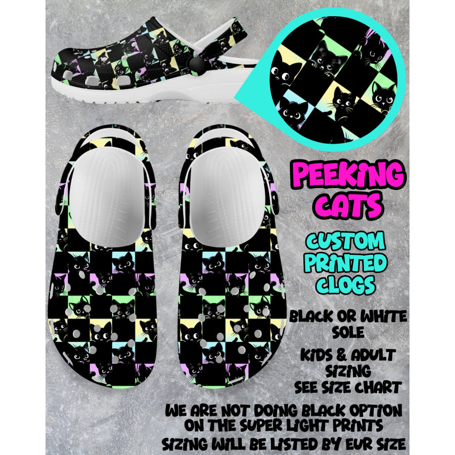 PREORDER Custom Clogs - Peeking Cats - Closes 6 Mar - ETA mid Jun 2025 Clogs