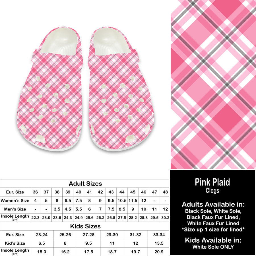 PREORDER Custom Clogs - Pink Plaid - Closes 21 Sep - ETA late Dec 2024 Clogs