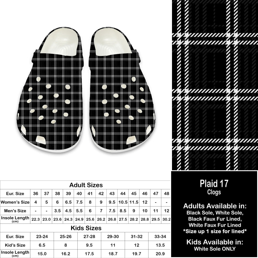 PREORDER Custom Clogs - Plaid 17 - Closes 21 Sep - ETA late Dec 2024 Clogs