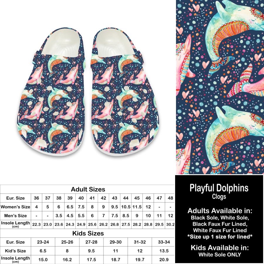 PREORDER Custom Clogs - Playful Dolphins - Closes 21 Sep - ETA late Dec 2024 Clogs