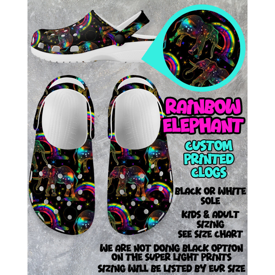 PREORDER Custom Clogs - Rainbow Elephant - Closes 6 Mar - ETA mid Jun 2025 Clogs