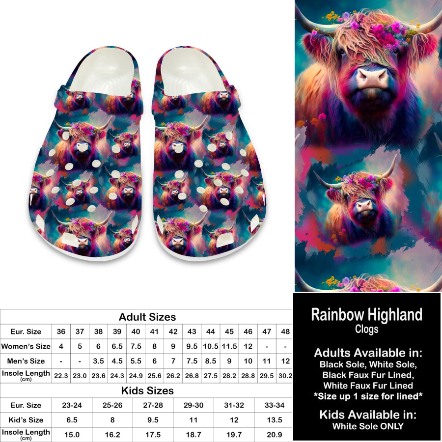 PREORDER Custom Clogs - Rainbow Highland - Closes 21 Sep - ETA late Dec 2024 Clogs