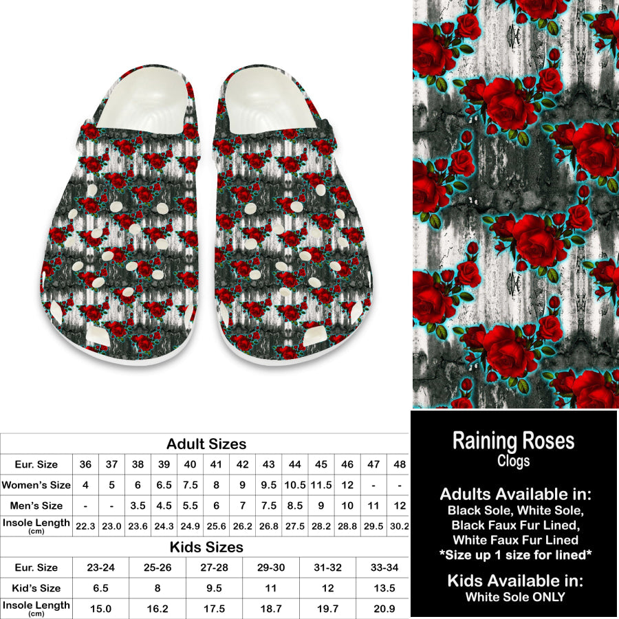 PREORDER Custom Clogs - Raining Roses - Closes 21 Sep - ETA late Dec 2024 Clogs