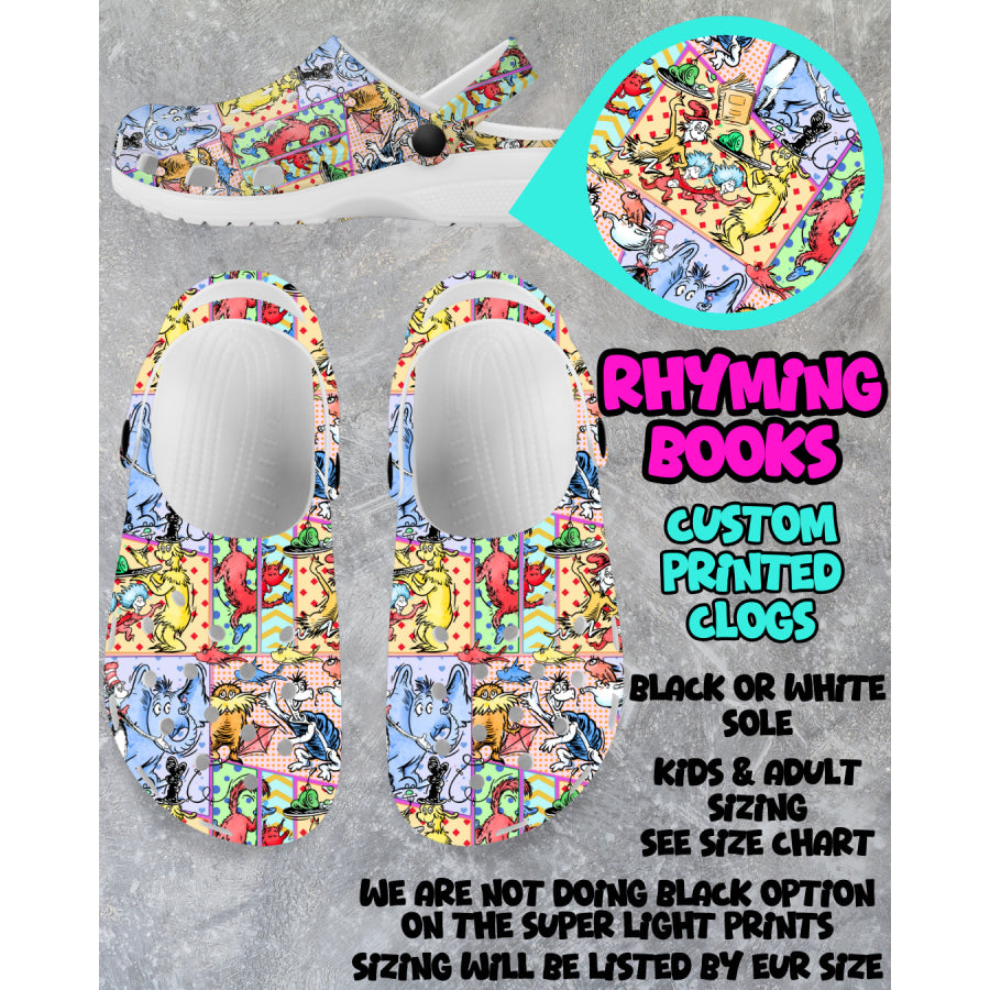 PREORDER Custom Clogs - Rhyming Books - Closes 6 Mar - ETA mid Jun 2025 Clogs