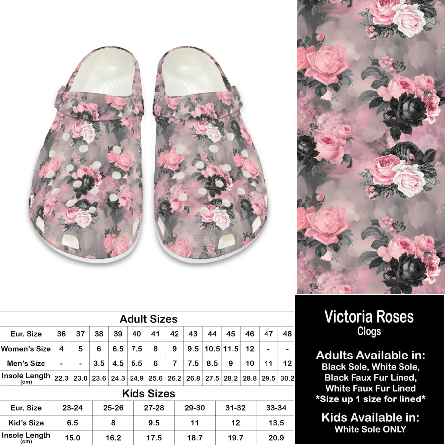 PREORDER Custom Clogs - Victoria Roses - Closes 21 Sep - ETA late Dec 2024 Clogs