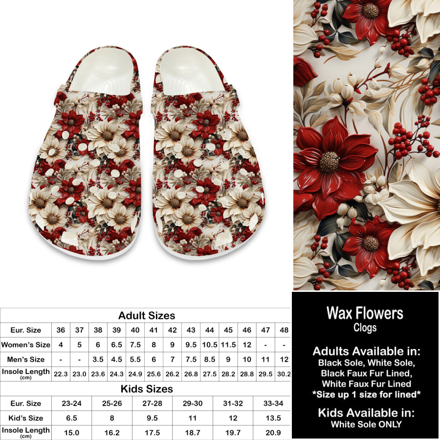 PREORDER Custom Clogs - Wax Flowers - Closes 21 Sep - ETA late Dec 2024 Clogs