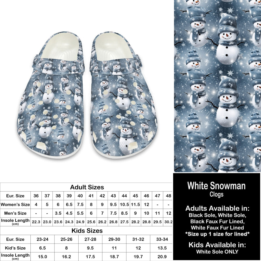 PREORDER Custom Clogs - White Snowman - Closes 21 Sep - ETA late Dec 2024 Clogs