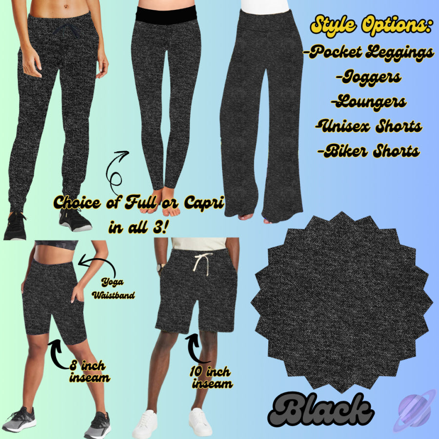 PREORDER Custom Denim Print Styles - Black - Closes 8 May - ETA early Aug 2025 Leggings