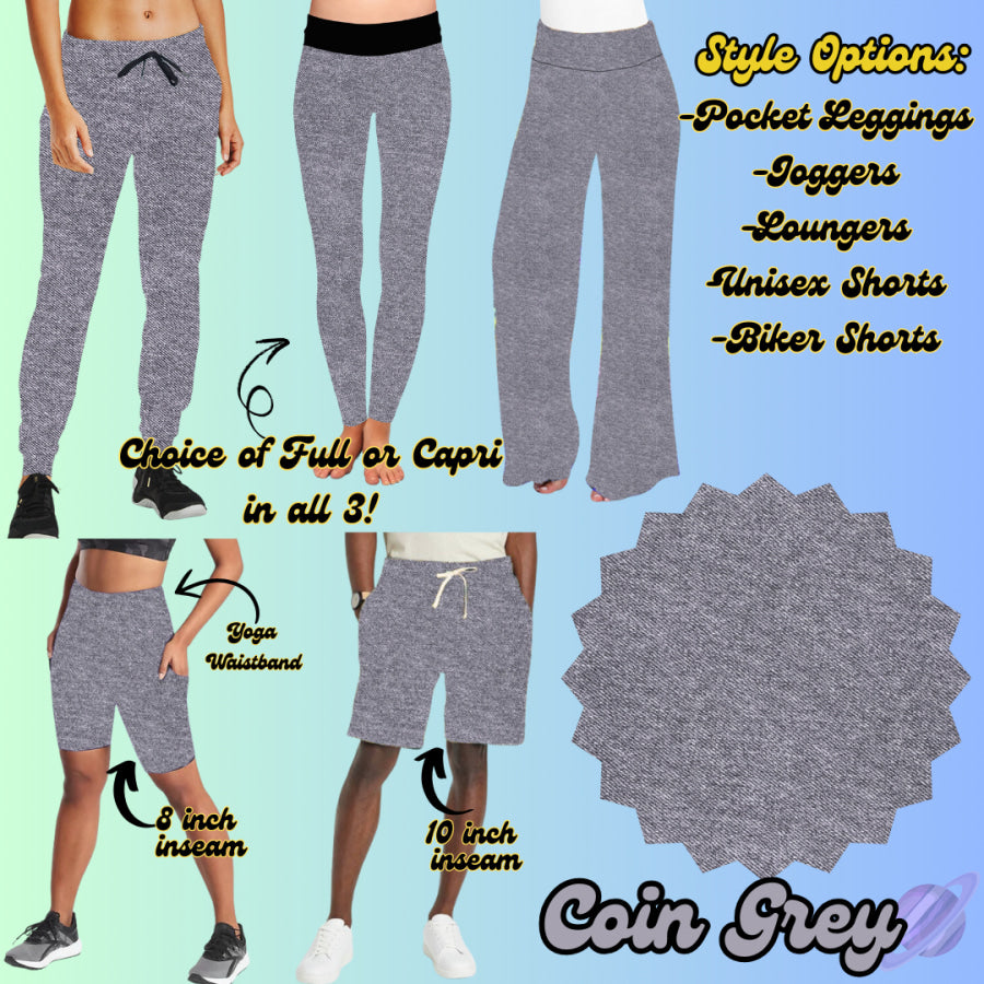 PREORDER Custom Denim Print Styles - Coin Grey - Closes 24 Jan - ETA late Apr 2025 Leggings