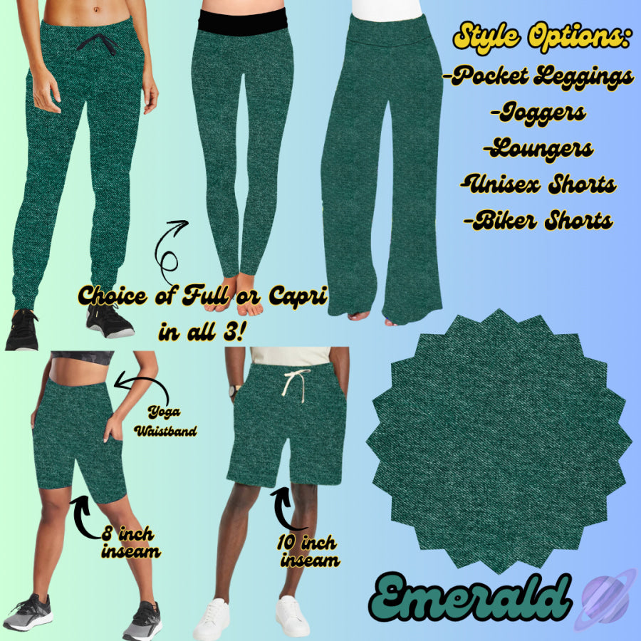 PREORDER Custom Denim Print Styles - Emerald - Closes 24 Jan - ETA late Apr 2025 Leggings