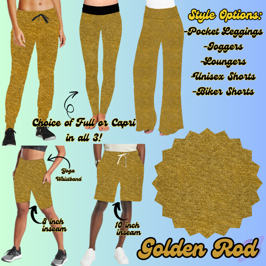 PREORDER Custom Denim Print Styles - Golden Rod - Closes 8 May - ETA early Aug 2025 Leggings