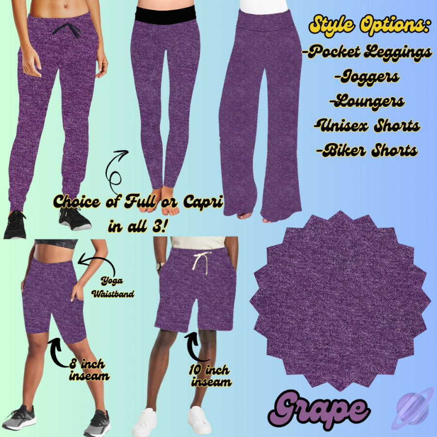 PREORDER Custom Denim Print Styles - Grape - Closes 24 Jan - ETA late Apr 2025 Leggings