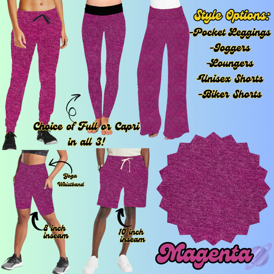 PREORDER Custom Denim Print Styles - Magenta - Closes 24 Jan - ETA late Apr 2025 Leggings