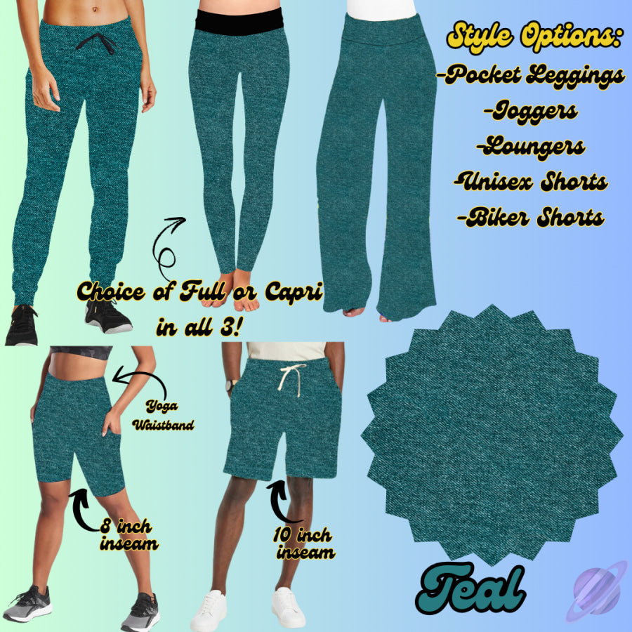 PREORDER Custom Denim Print Styles - Teal - Closes 24 Jan - ETA late Apr 2025 Leggings