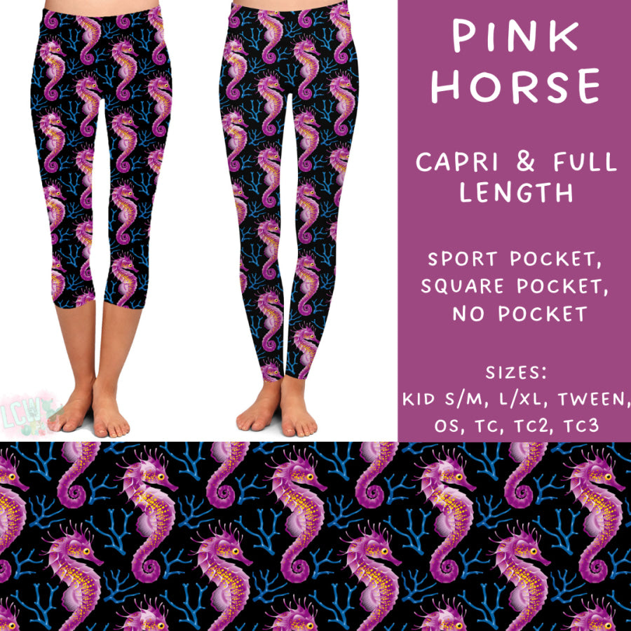 Preorder Custom Design ALL STYLES - Pink Horse - Closes 8 Jul - ETA early Nov 2024 Leggings