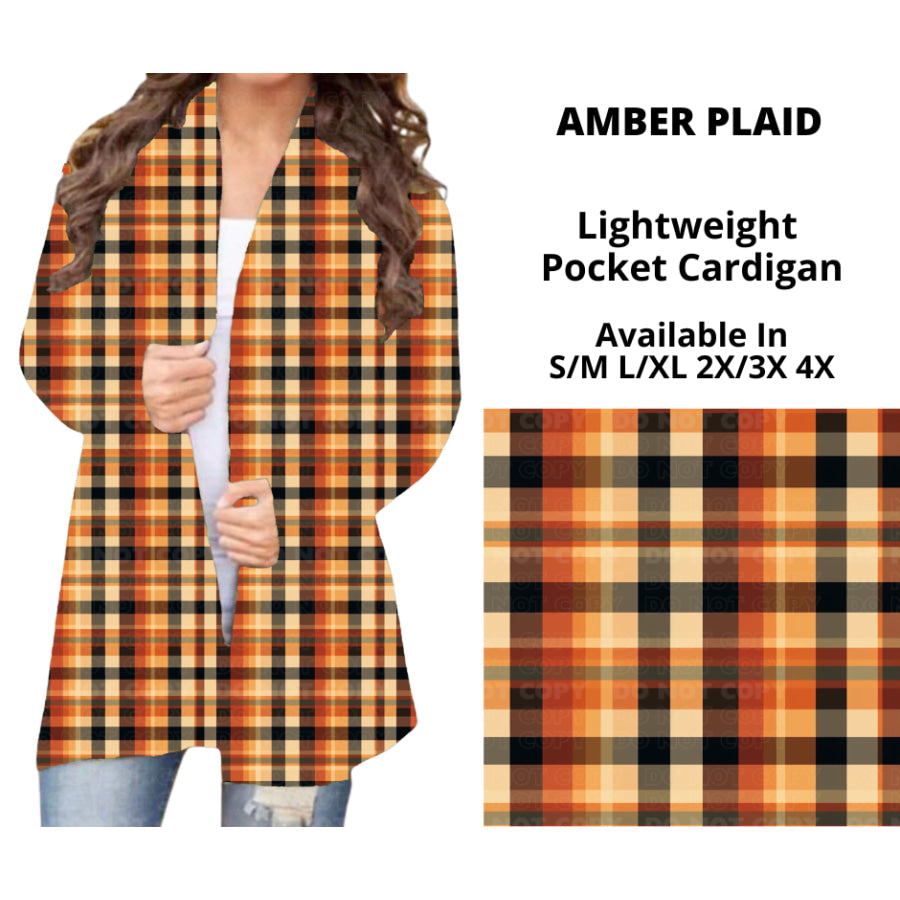 Preorder Custom Design Cardigans / Faux Denim Leggings / Hoodies - Amber Plaid - Closes 11 Jul - ETA early Nov 2024 Cardigan