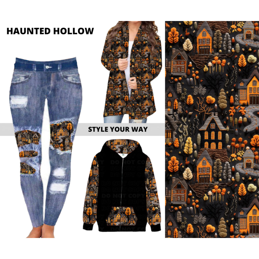 Preorder Custom Design Cardigans / Faux Denim Leggings / Hoodies - Haunted Hollow - Closes 11 Jul - ETA early Nov 2024 Cardigan