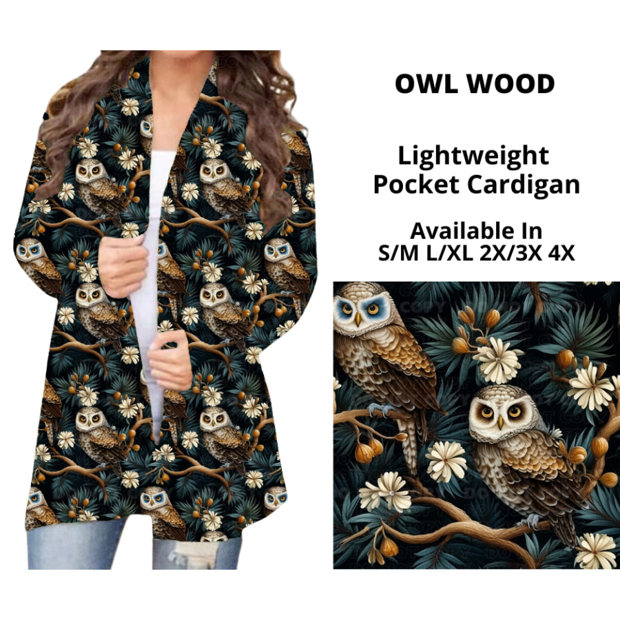 Preorder Custom Design Cardigans / Faux Denim Leggings / Hoodies - Owl Wood - Closes 11 Jul - ETA early Nov 2024 Cardigan
