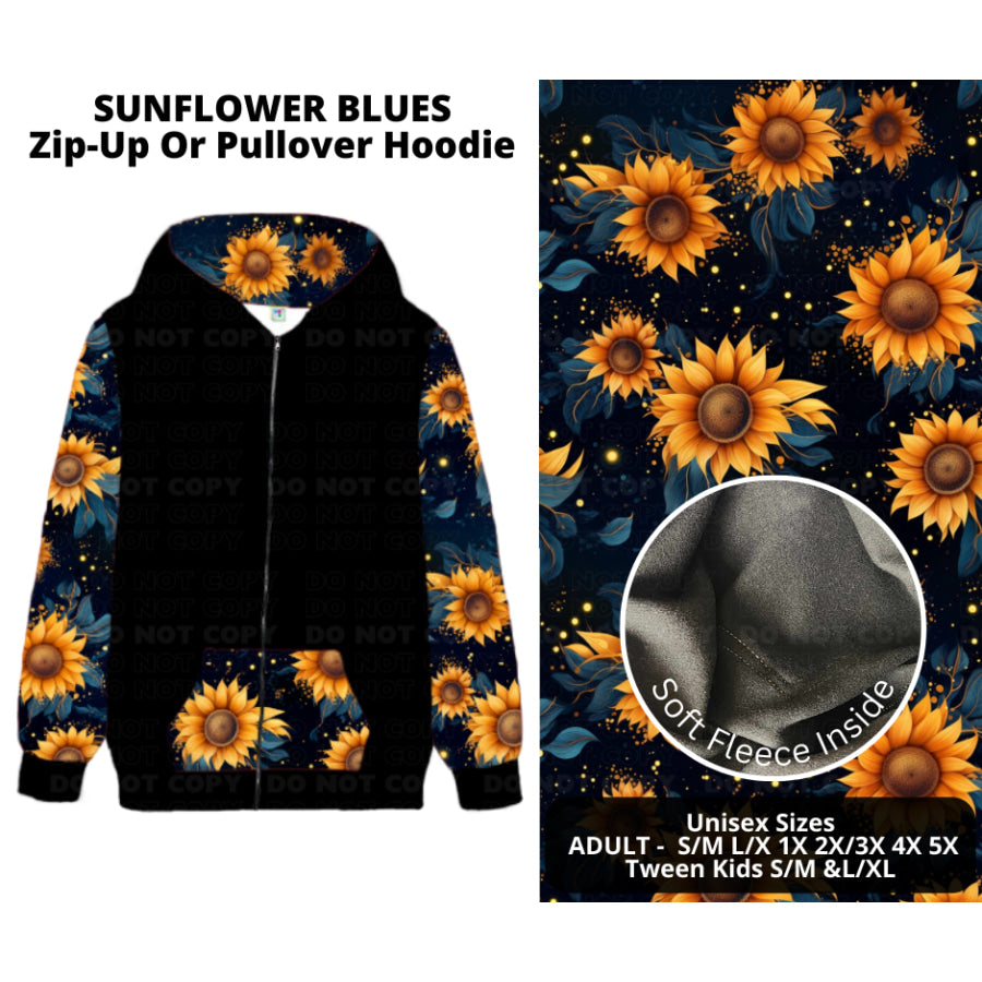 Preorder Custom Design Cardigans / Faux Denim Leggings / Hoodies - Sunflower Blues - Closes 11 Jul - ETA early Nov 2024 Cardigan