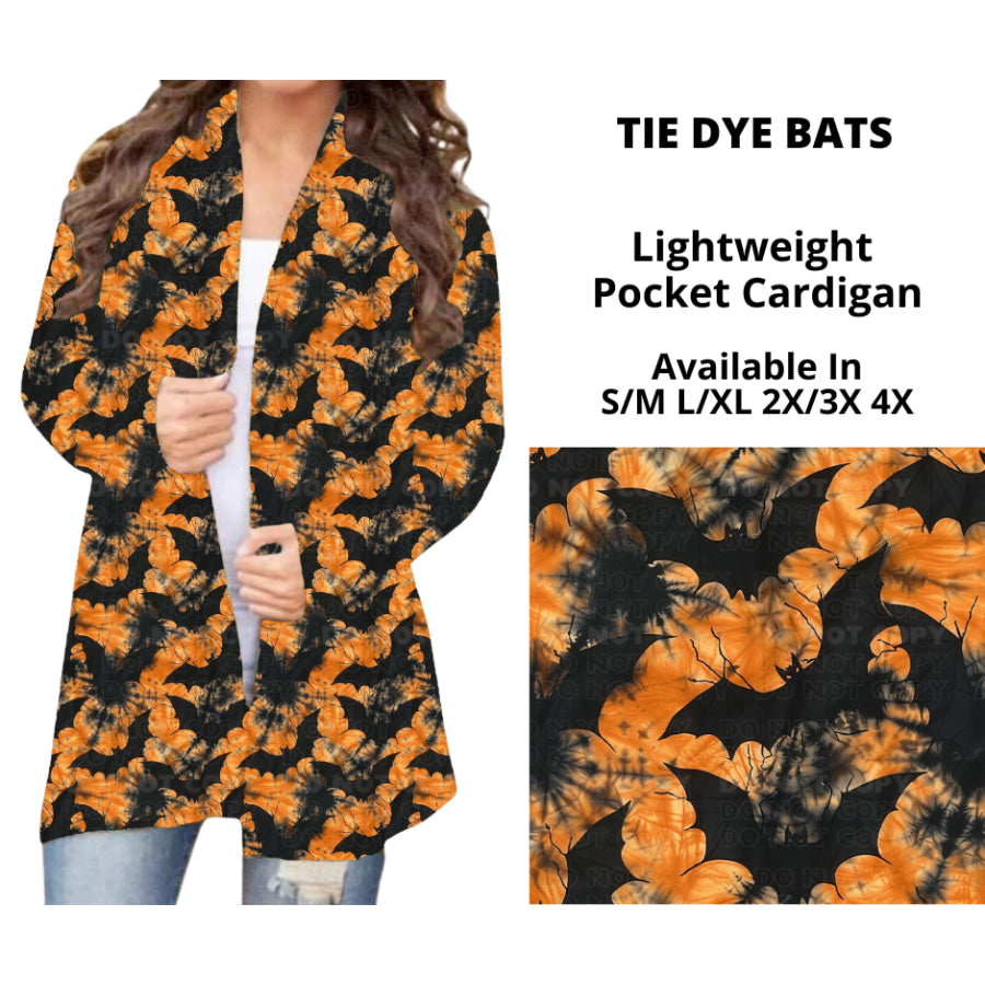 Preorder Custom Design Cardigans / Faux Denim Leggings / Hoodies - Tie Dye Bats - Closes 11 Jul - ETA early Nov 2024 Cardigan