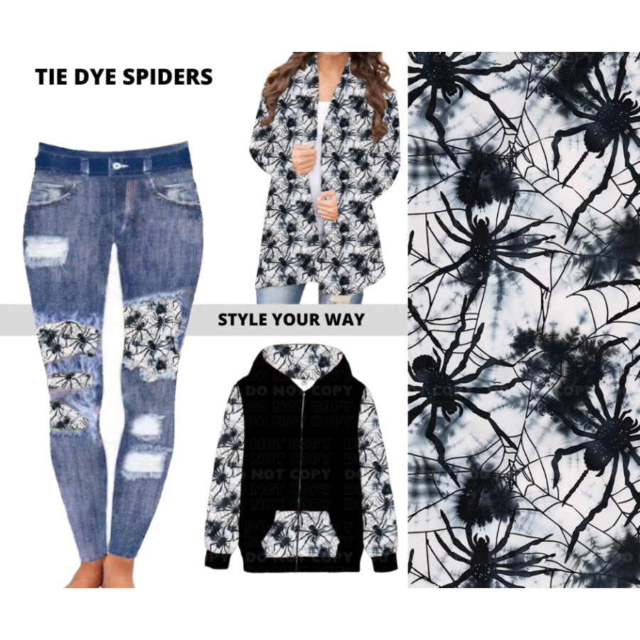 Preorder Custom Design Cardigans / Faux Denim Leggings / Hoodies - Tie Dye Spiders - Closes 11 Jul - ETA early Nov 2024 Cardigan