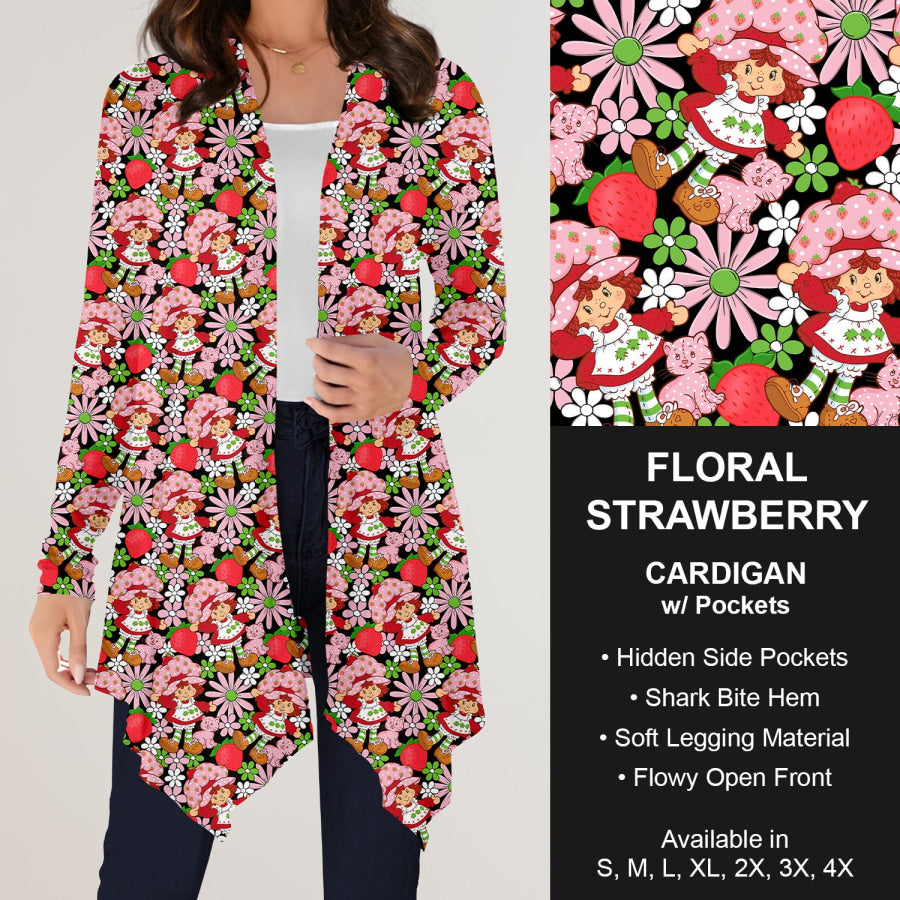 Preorder Custom Design Cardigans with Pockets - Floral Strawberry - Closes 12 Jul Cardigan