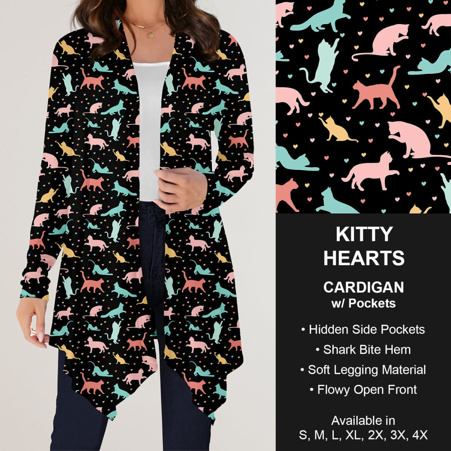 Preorder Custom Design Cardigans with Pockets - Kitty Hearts - Closes 12 Jul Cardigan