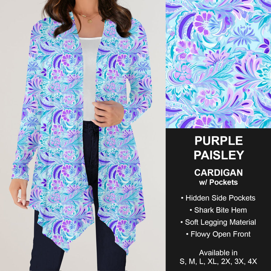 Preorder Custom Design Cardigans with Pockets - Purple Paisley - Closes 12 Jul Cardigan
