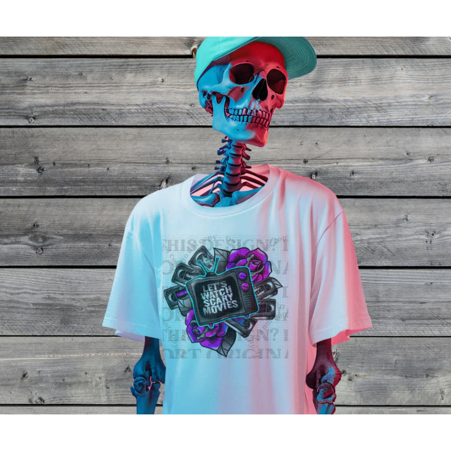 PREORDER Custom Design Graphic Tops - Let’s Watch Scary Movies - 4 week ETA T Shirts