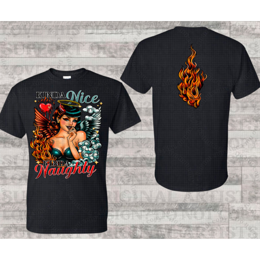 PREORDER Custom Design Graphic Tops - Naughty - 4 week ETA T Shirts