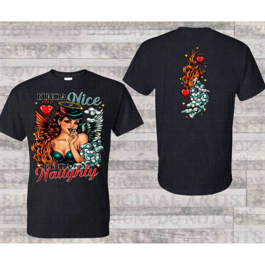 PREORDER Custom Design Graphic Tops - Naughty and Nice - 4 week ETA T Shirts