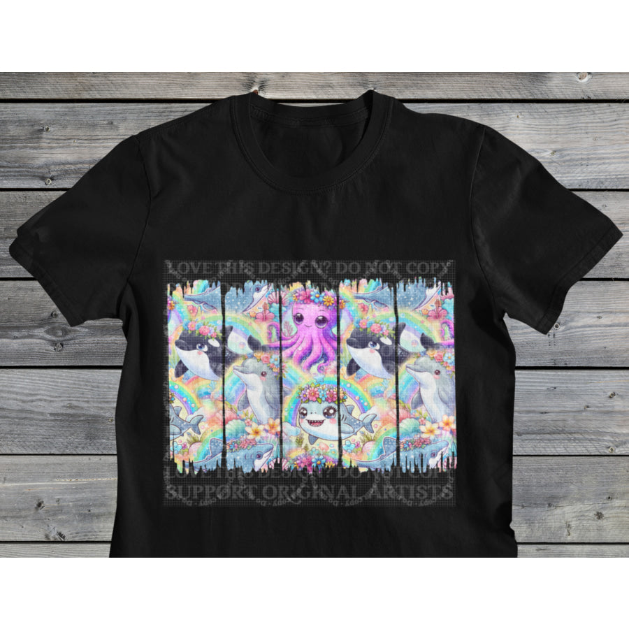 PREORDER Custom Design Graphic Tops - Rainbow Ocean - 4 week ETA T Shirts