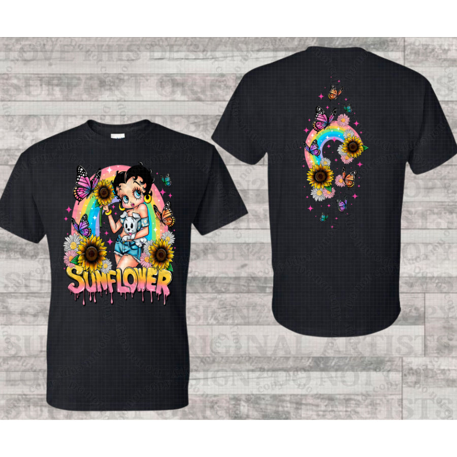 PREORDER Custom Design Graphic Tops - Sunflower Girl - 4 week ETA T Shirts