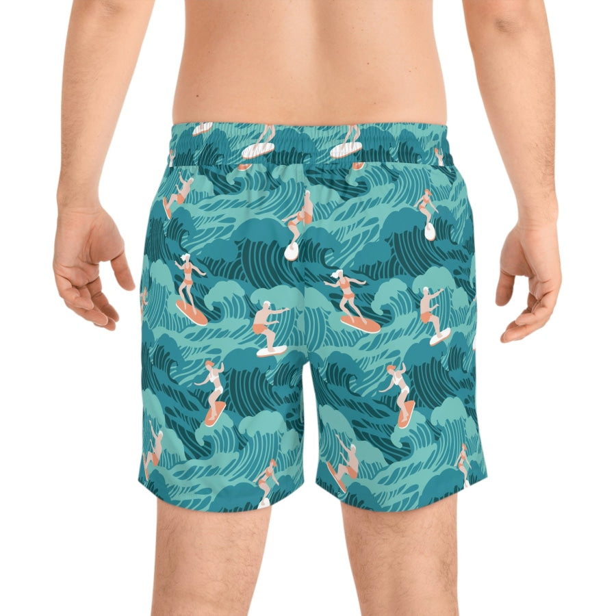 Preorder Custom Design Men’s Mid-Length Swim Shorts - Aussie Surf All Over Prints
