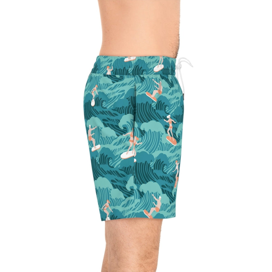 Preorder Custom Design Men’s Mid-Length Swim Shorts - Aussie Surf All Over Prints