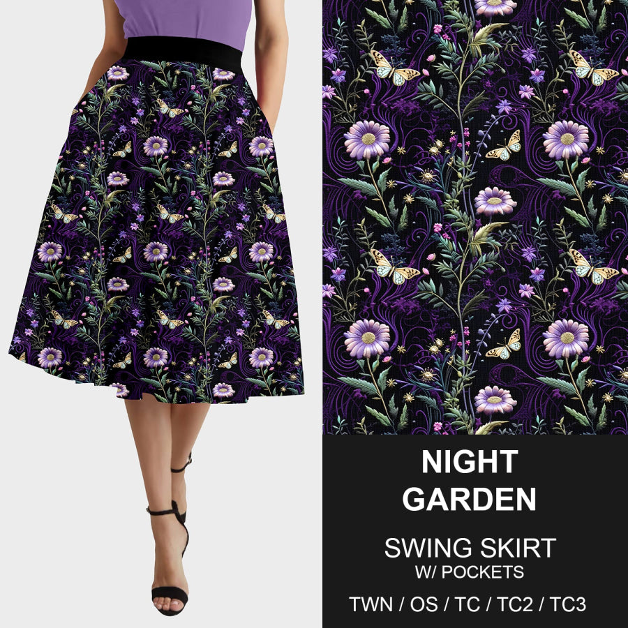 PREORDER Custom Design Swing Skirts with Pockets - Night Garden Closes 5 Apr ETA late July 2024 Loungewear