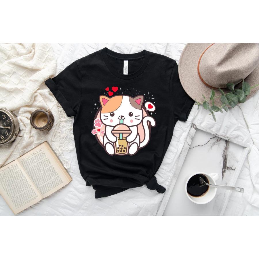 PREORDER Custom Design T-Shirts - Boba Kitty - ETA 4-6 weeks T Shirts