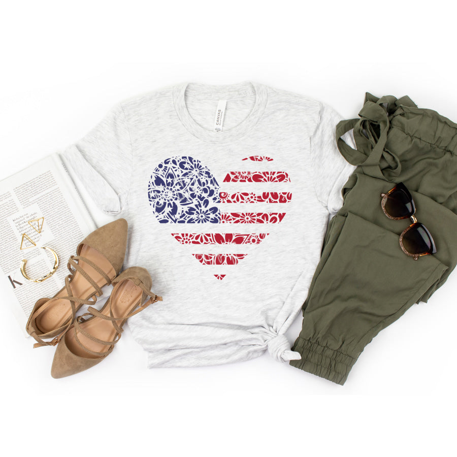 PREORDER Custom Design T-Shirts - Flag Heart - ETA 4-6 weeks T Shirts