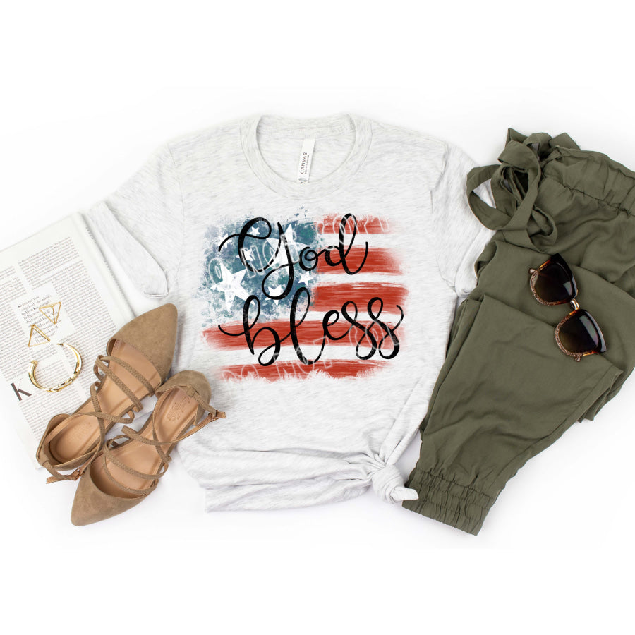 PREORDER Custom Design T-Shirts - God Bless Flag - ETA 4-6 weeks T Shirts