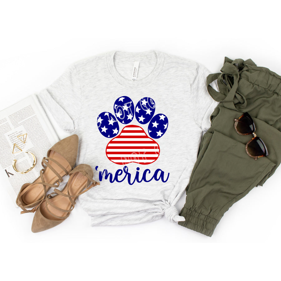 PREORDER Custom Design T-Shirts - Merica Paw - ETA 4-6 weeks T Shirts
