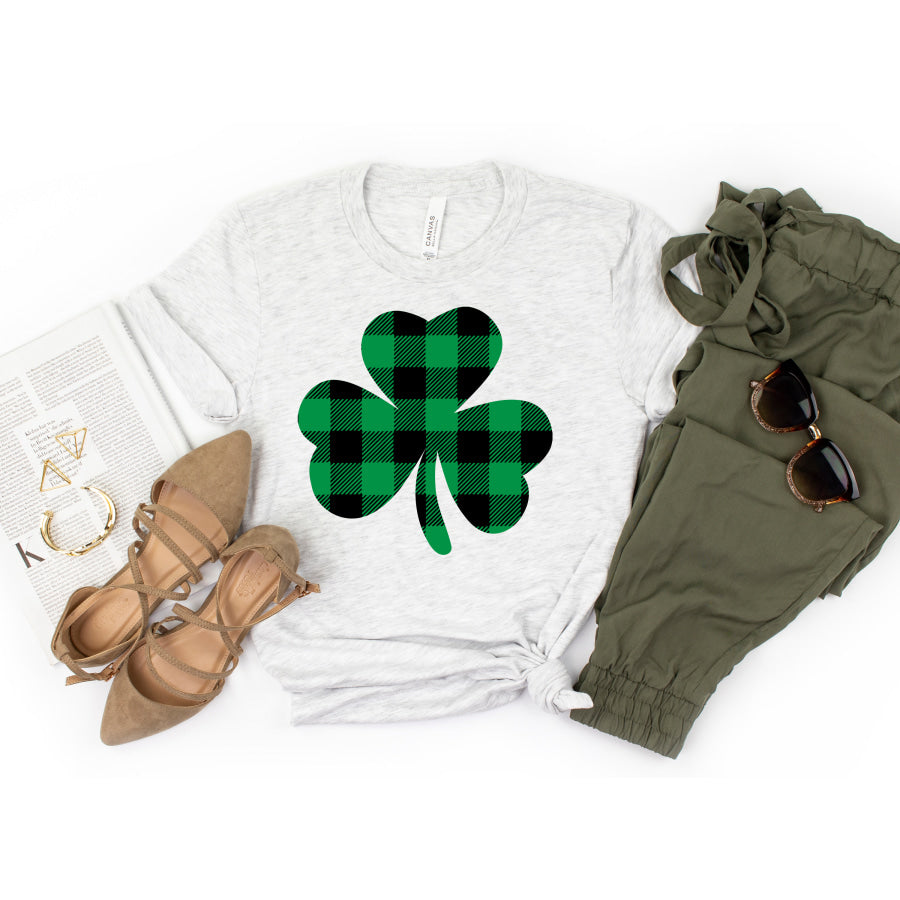 PREORDER Custom Design T-Shirts - Plaid Shamrock - ETA 4-6 weeks Adult XS / White T Shirts