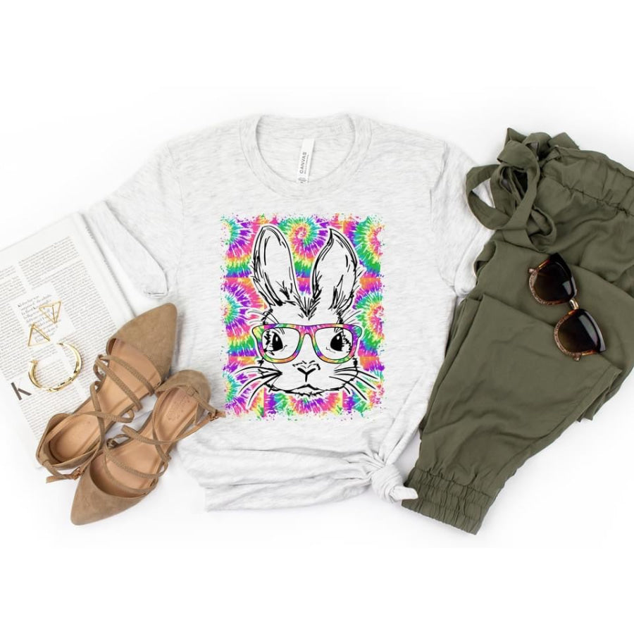 PREORDER Custom Design T-Shirts - Tie Dye Bunny - ETA 4-6 weeks Adult XS / White T Shirts