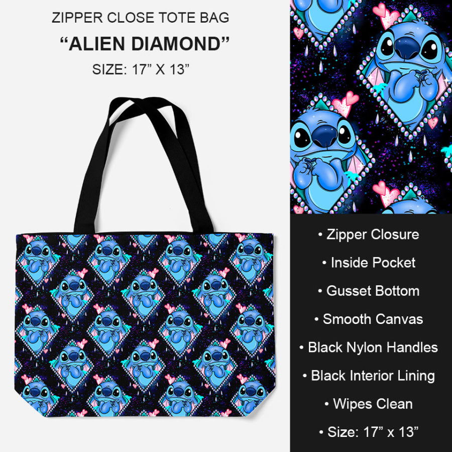 PREORDER Custom Design Tote Bags - Closes 21 Nov - ETA mid Feb 2025 Alien Diamond Tote Bag