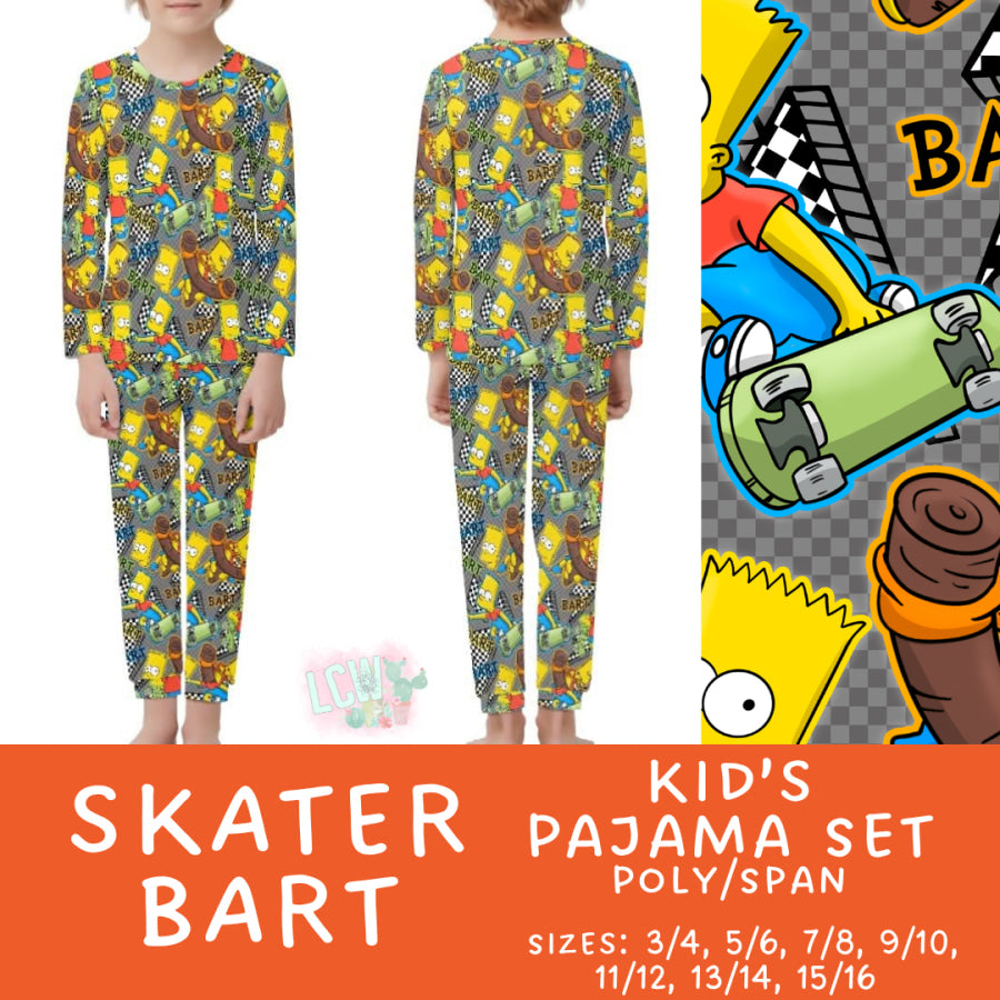 Preorder Custom Family Pyjama Sets - Skater Bart - Closes 30 May - ETA late Aug 2025 Pyjamas