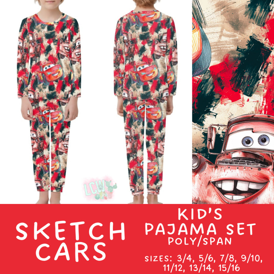 Preorder Custom Family Pyjama Sets - Sketch Cars - Closes 21 Feb - ETA mid May 2025 Pyjamas