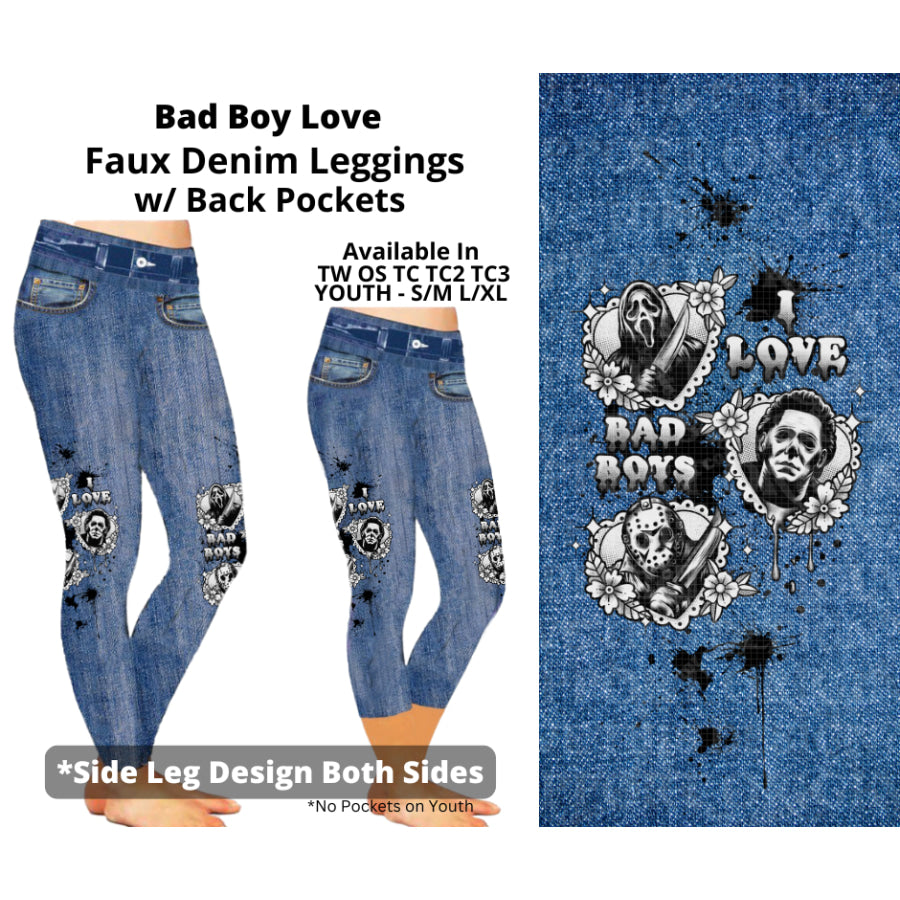 Preorder Custom Faux Denim Leggings - Bad Boy Love - Closes 19 Mar - ETA early Jul 2025 Leggings