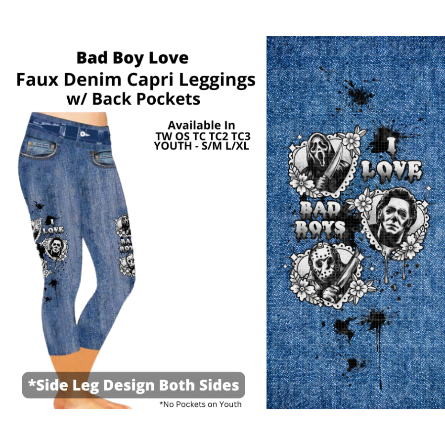 Preorder Custom Faux Denim Leggings - Bad Boy Love - Closes 19 Mar - ETA early Jul 2025 Leggings