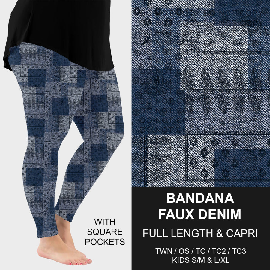 PREORDER Custom Faux Denim Leggings - Bandana - Closes 21 Oct - ETA early Jan 2026 Leggings